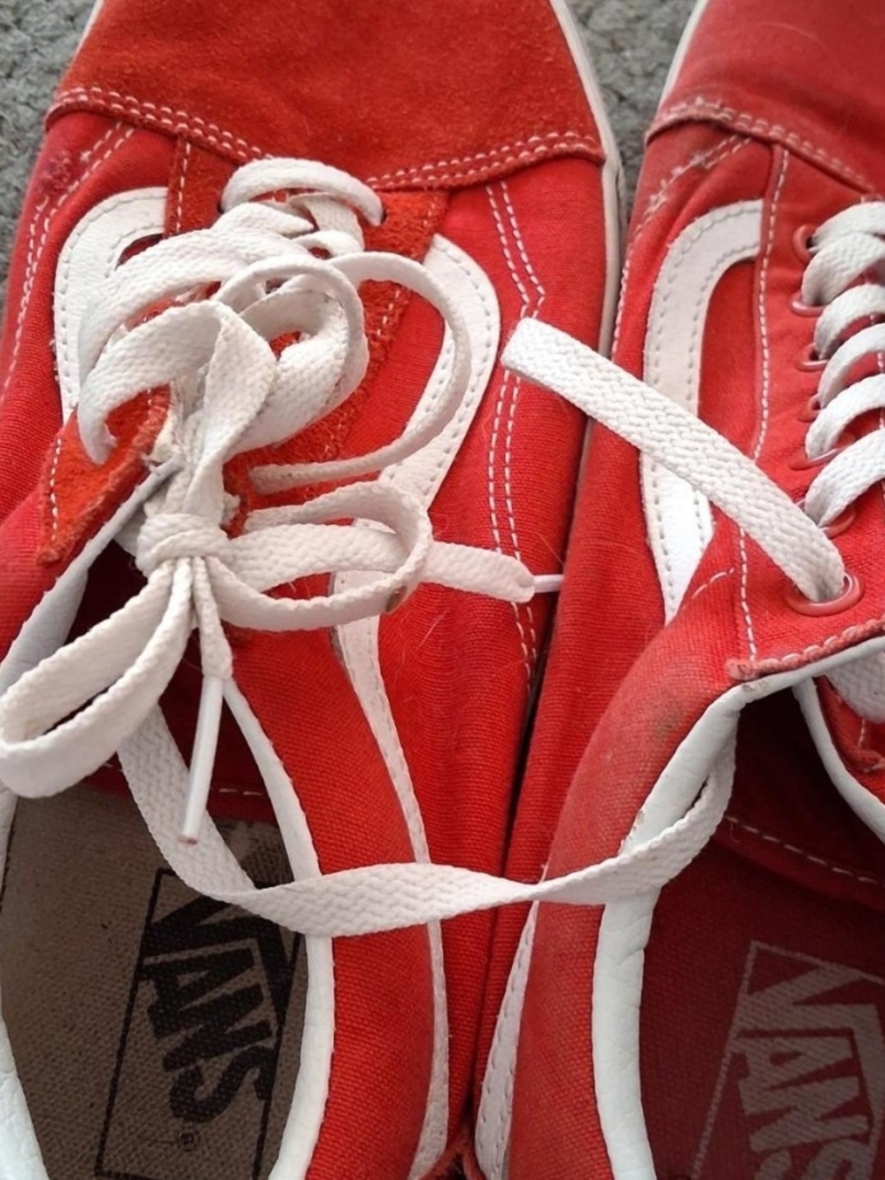 Vans Kids Red Canvas Sneakers with White Sidestripe